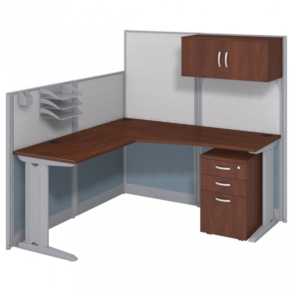 Cubicals in an hour L shaped cobicle workstation with storage