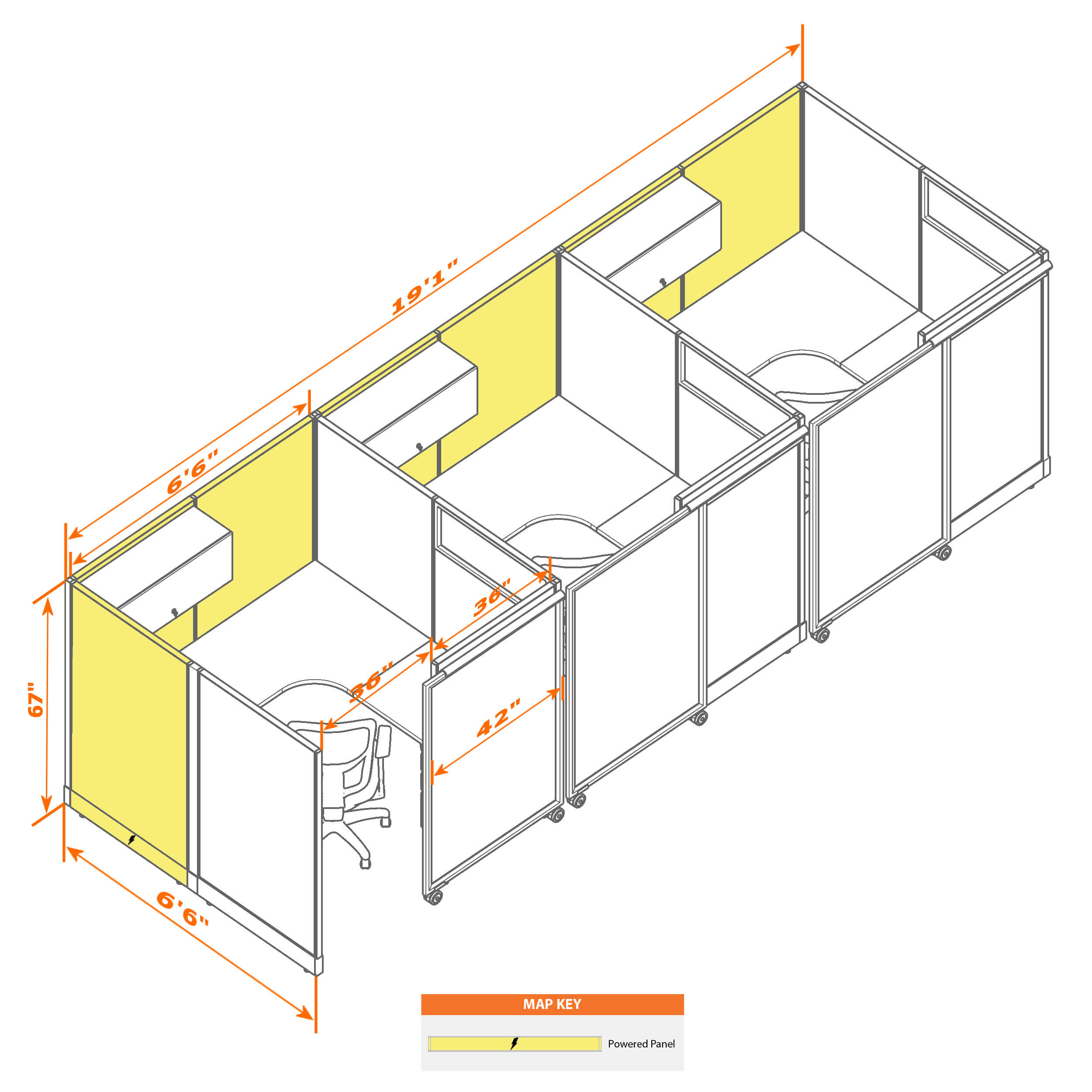 Cubicle with door 66 3i 1