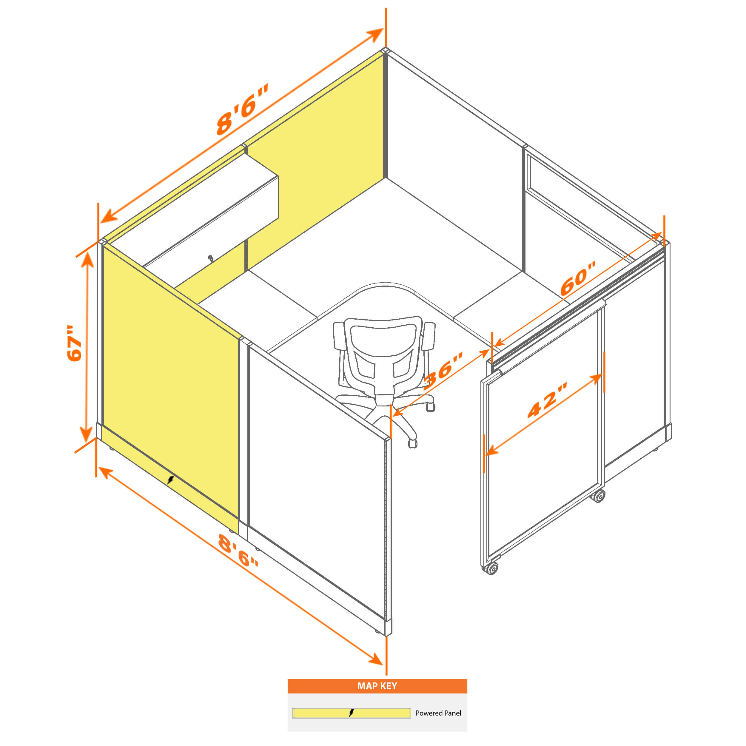 Cubicle with door 88 s 1