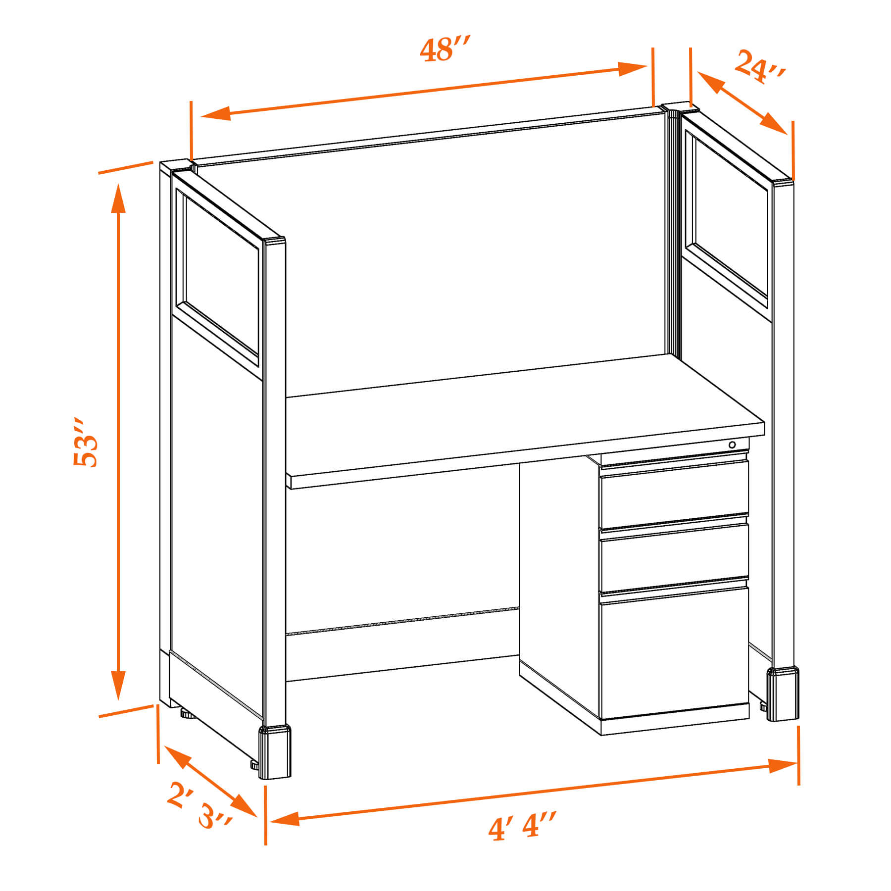 Hot desk CUB 1 53 24 G WHT WH PSO