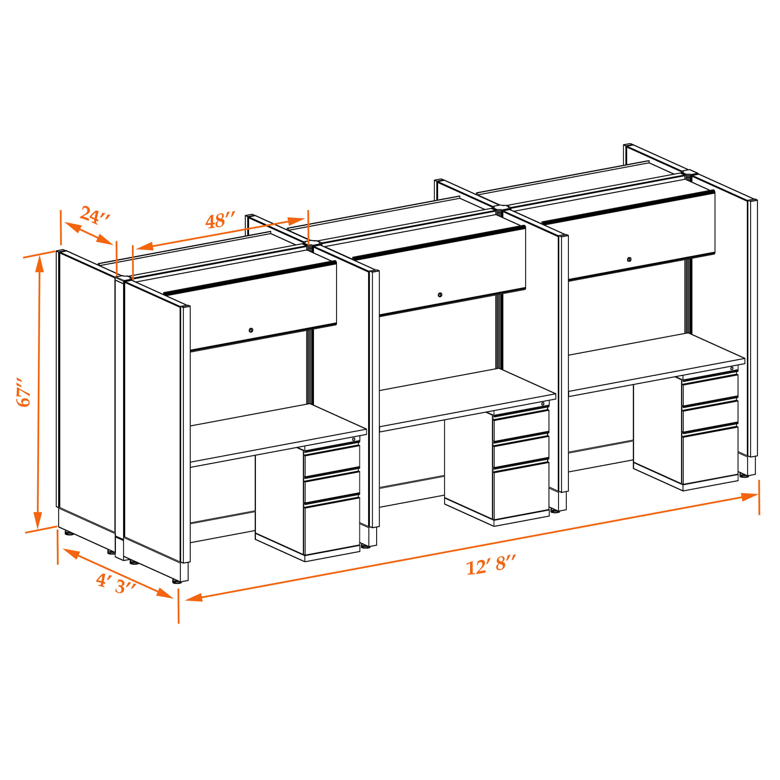 Hot desk CUB 6 67 24 WHT WH PSO