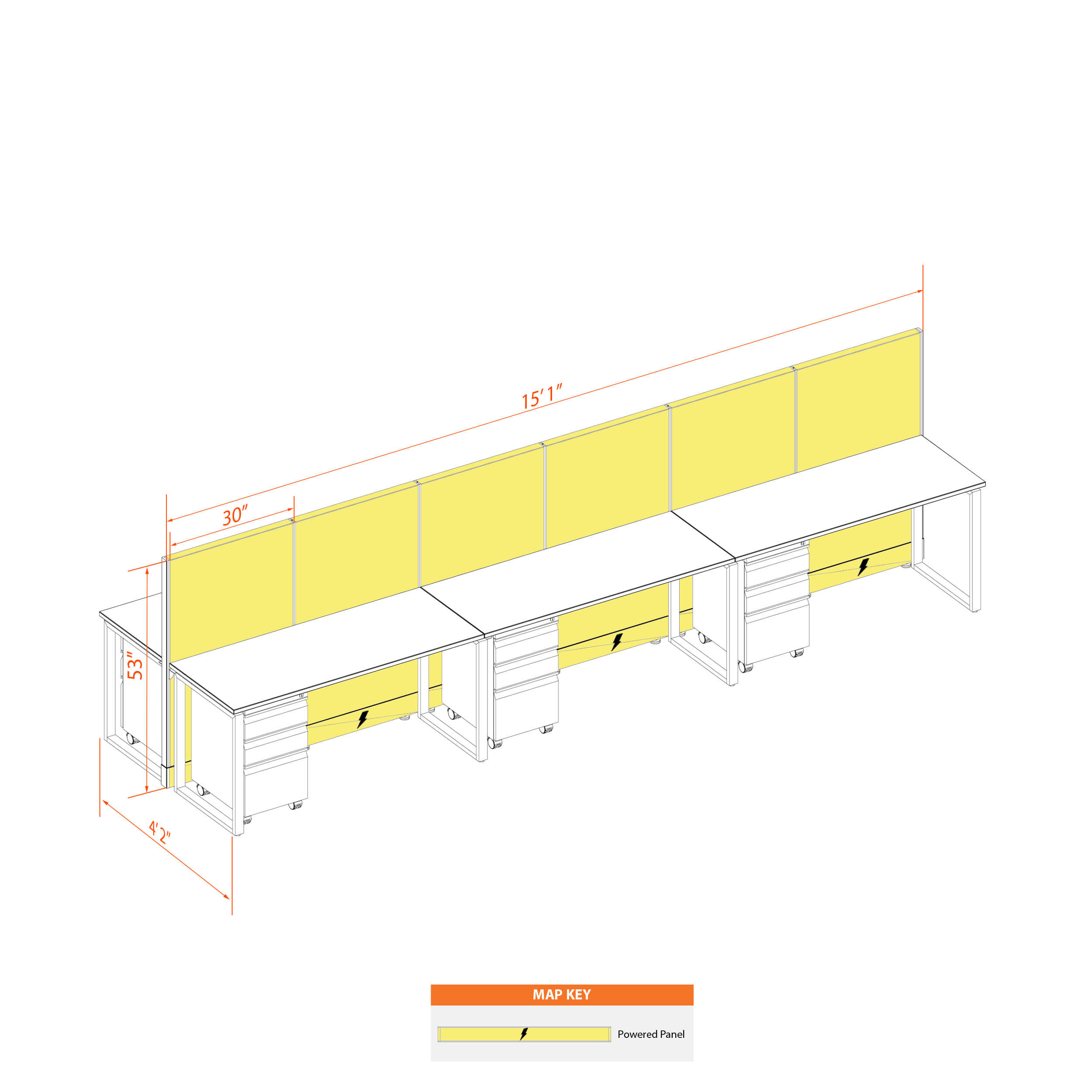 Office benching systems CUB B 6 53 P 52 WHT WH PSO2