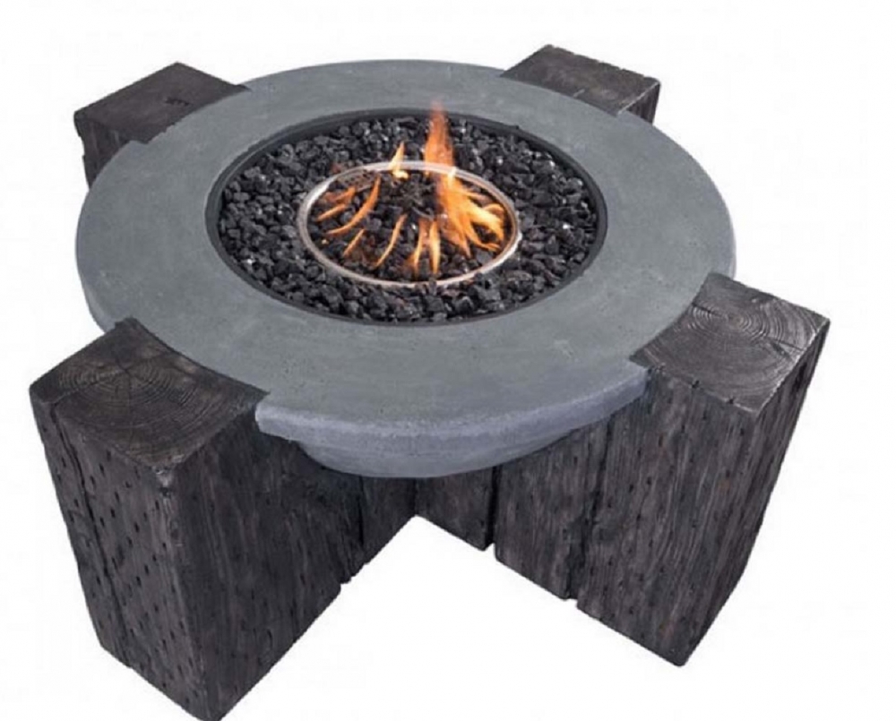 Patio table and chairs propane stone fire pit