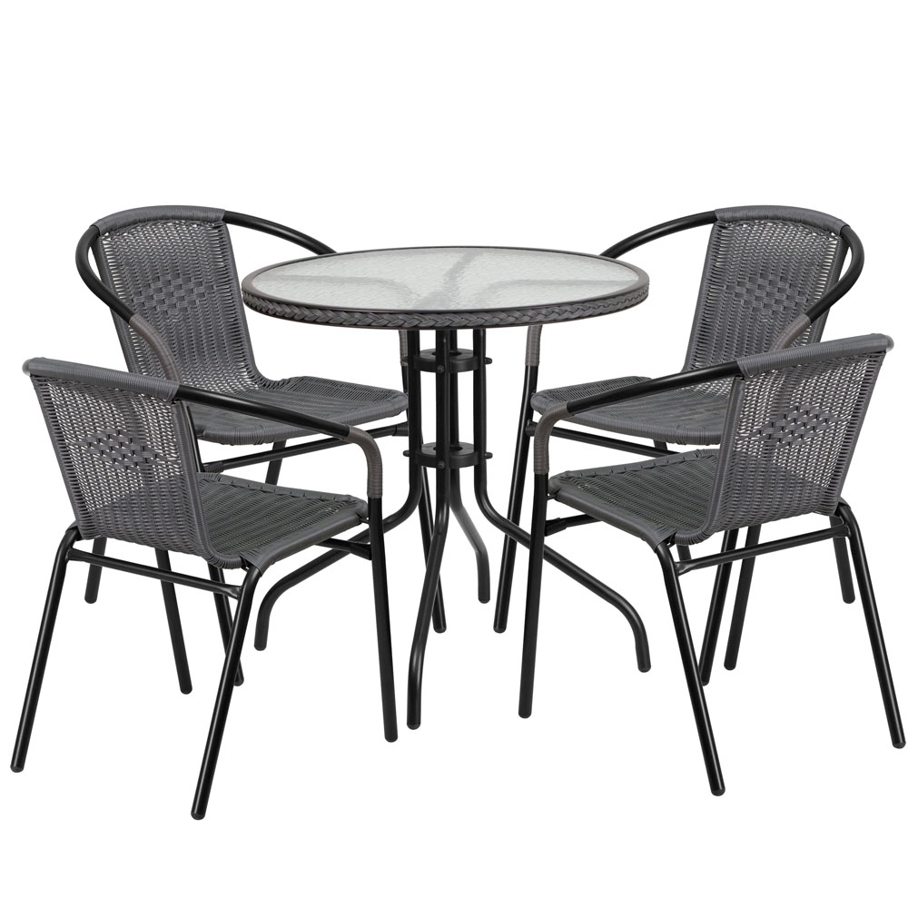 Patio table and chairs rattan coffee table set