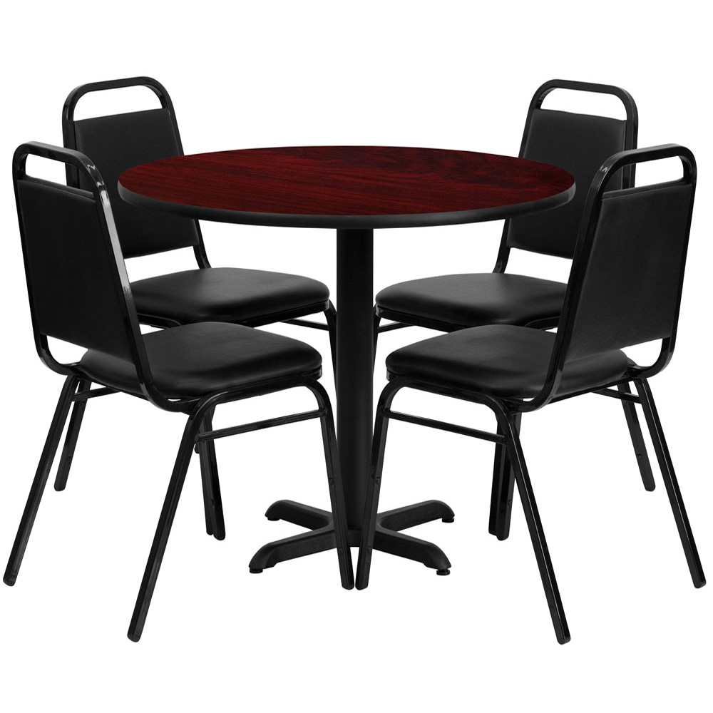 Restaurant tables and chairs 36inch round 4 seater dining set