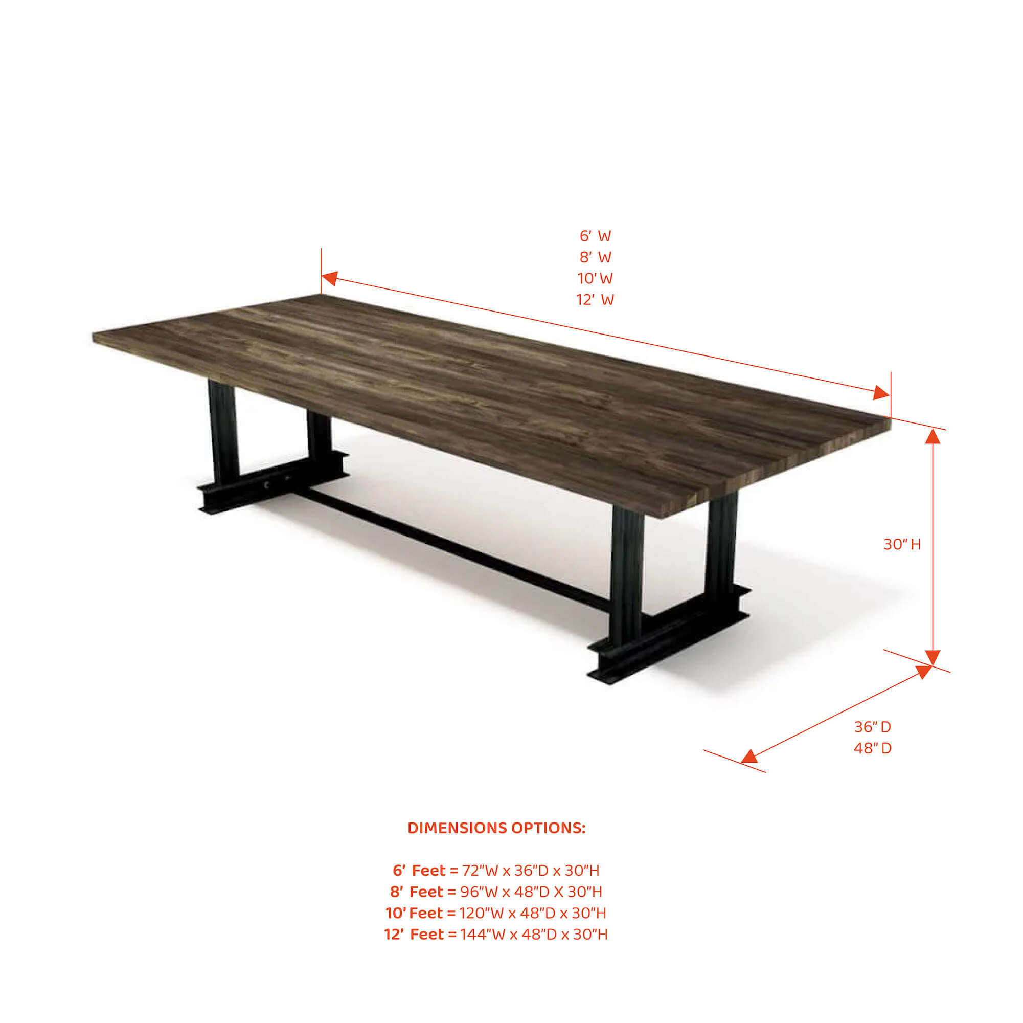 Conference room tables conference table id2 industrial conference table angle view measurement