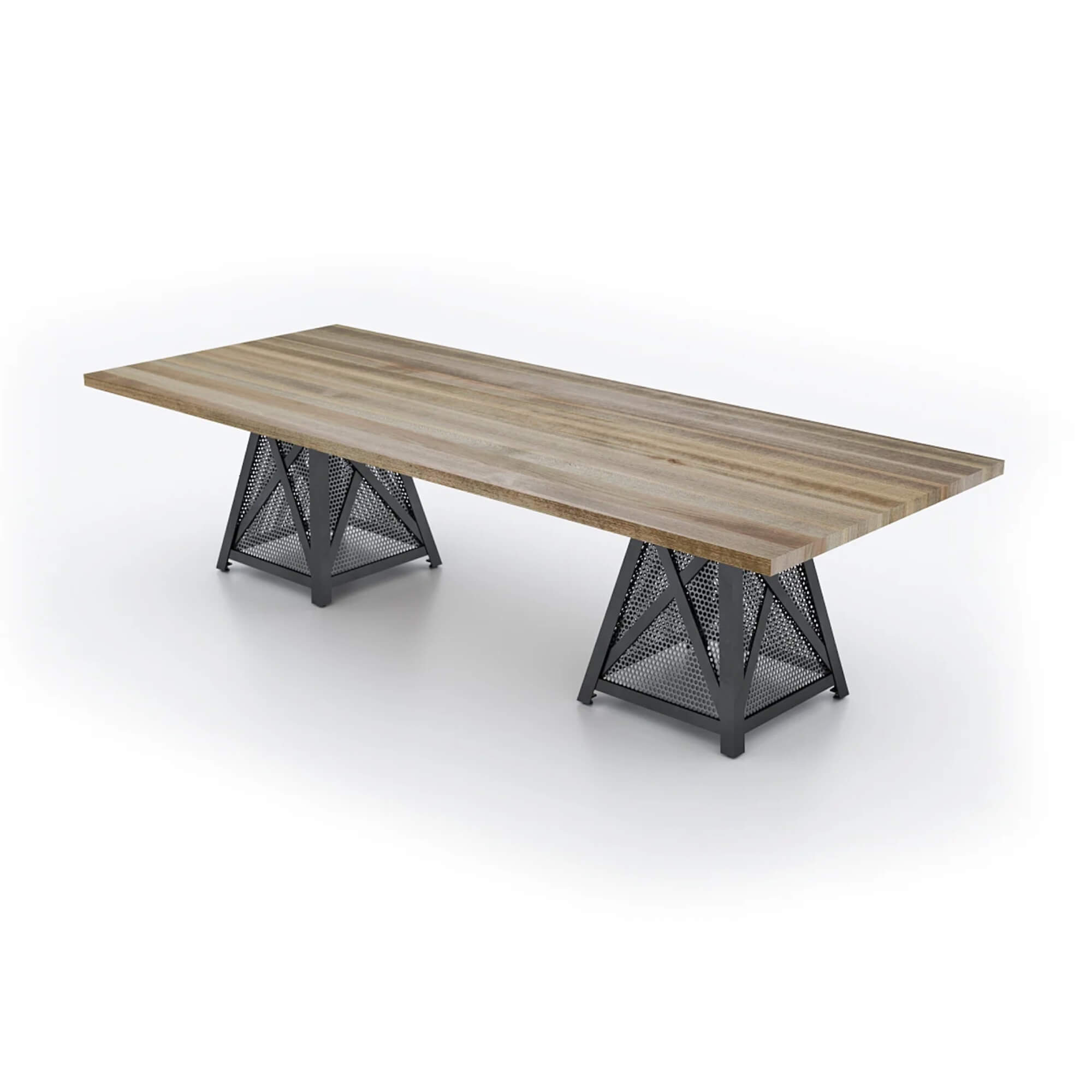 Conference room tables conference table id3 industrial conference table weathered oak angle view