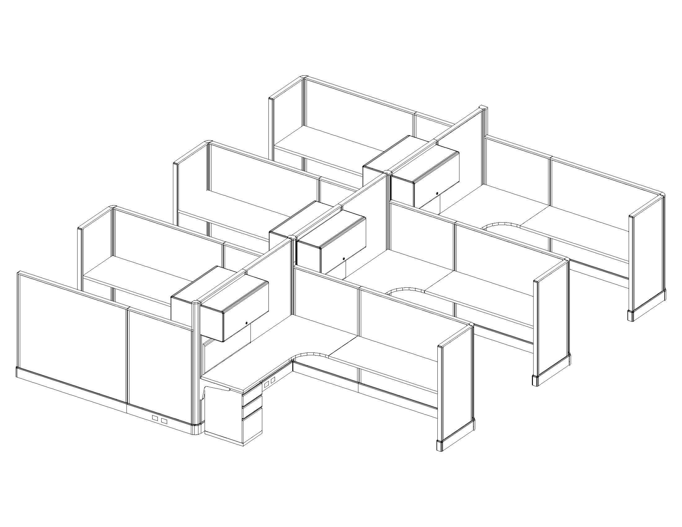 O2 series large cubicles 6x8x67 53 cluster