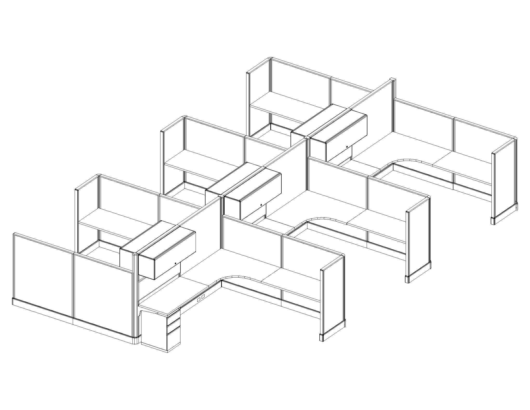 O2 series large cubicles 8x8x67 53 cluster