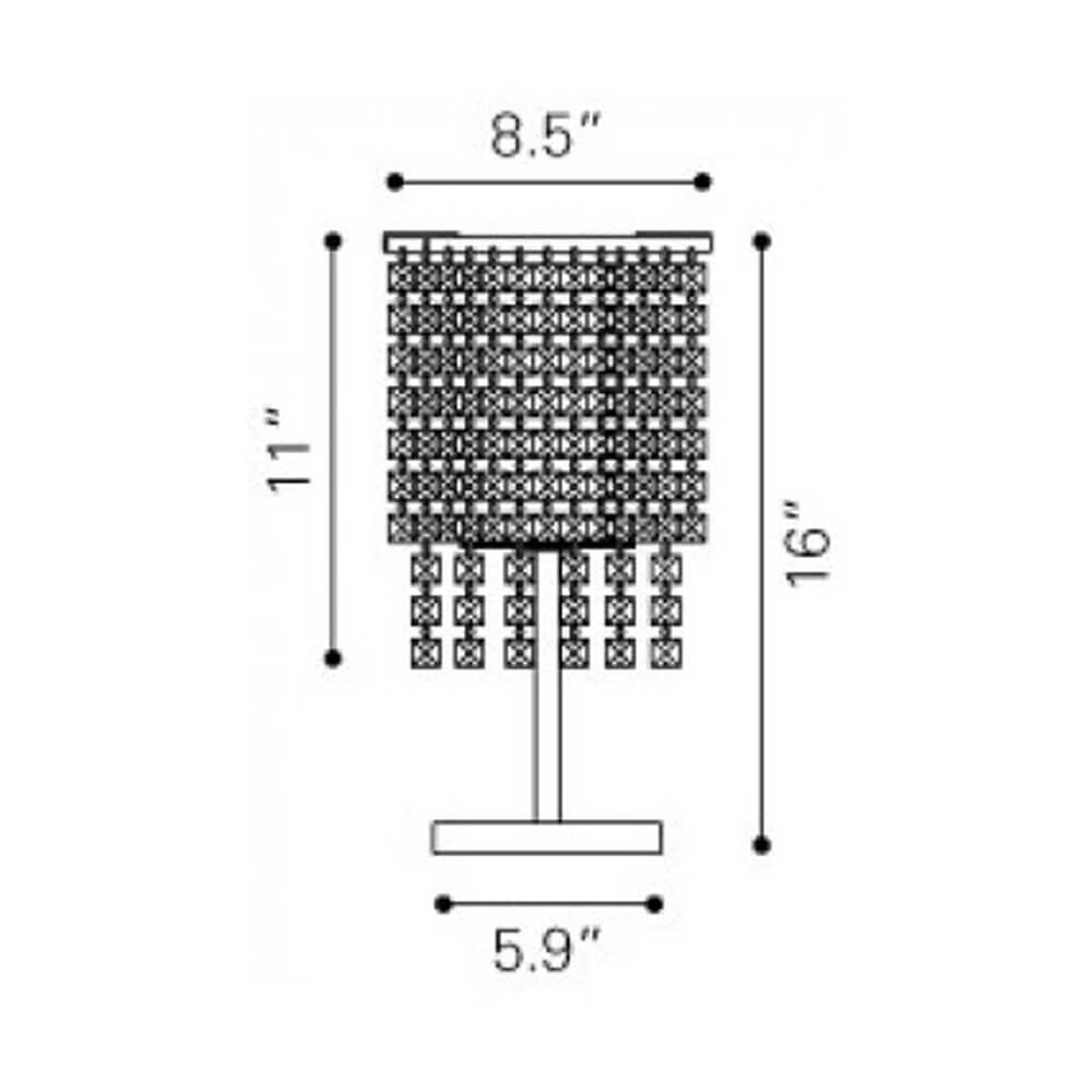 Crystal lamp shade dimensions view