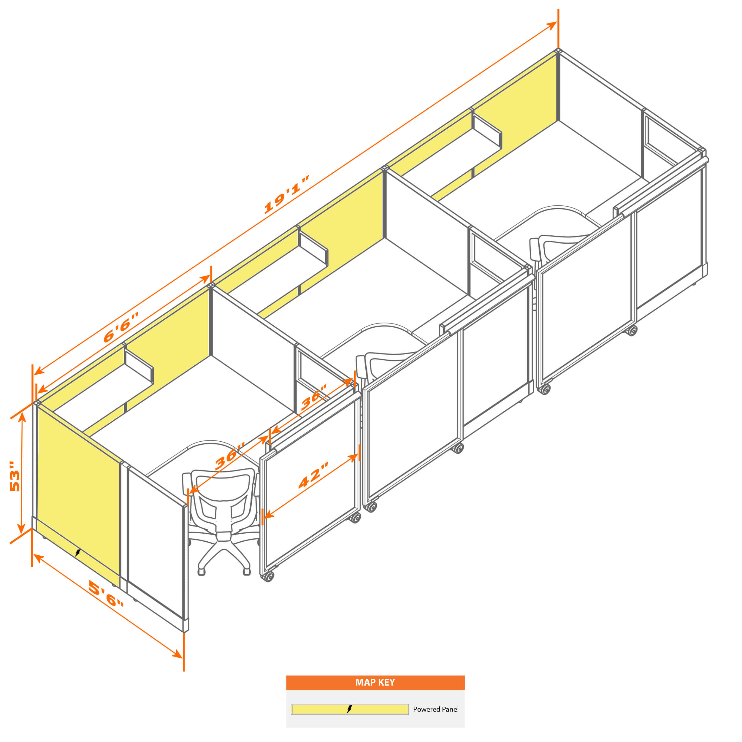 Cubicle with door 56 3i