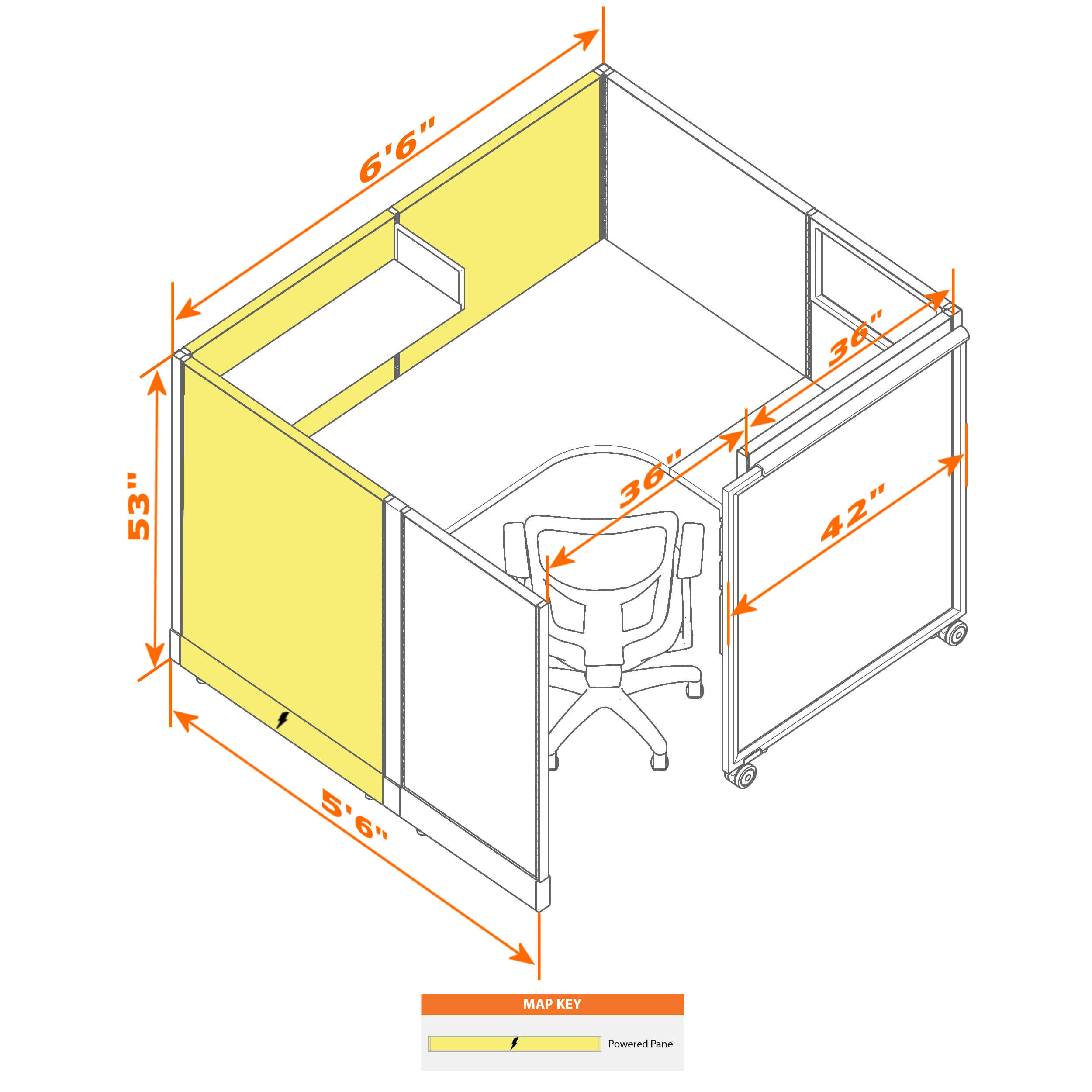 Cubicle with door 56 s