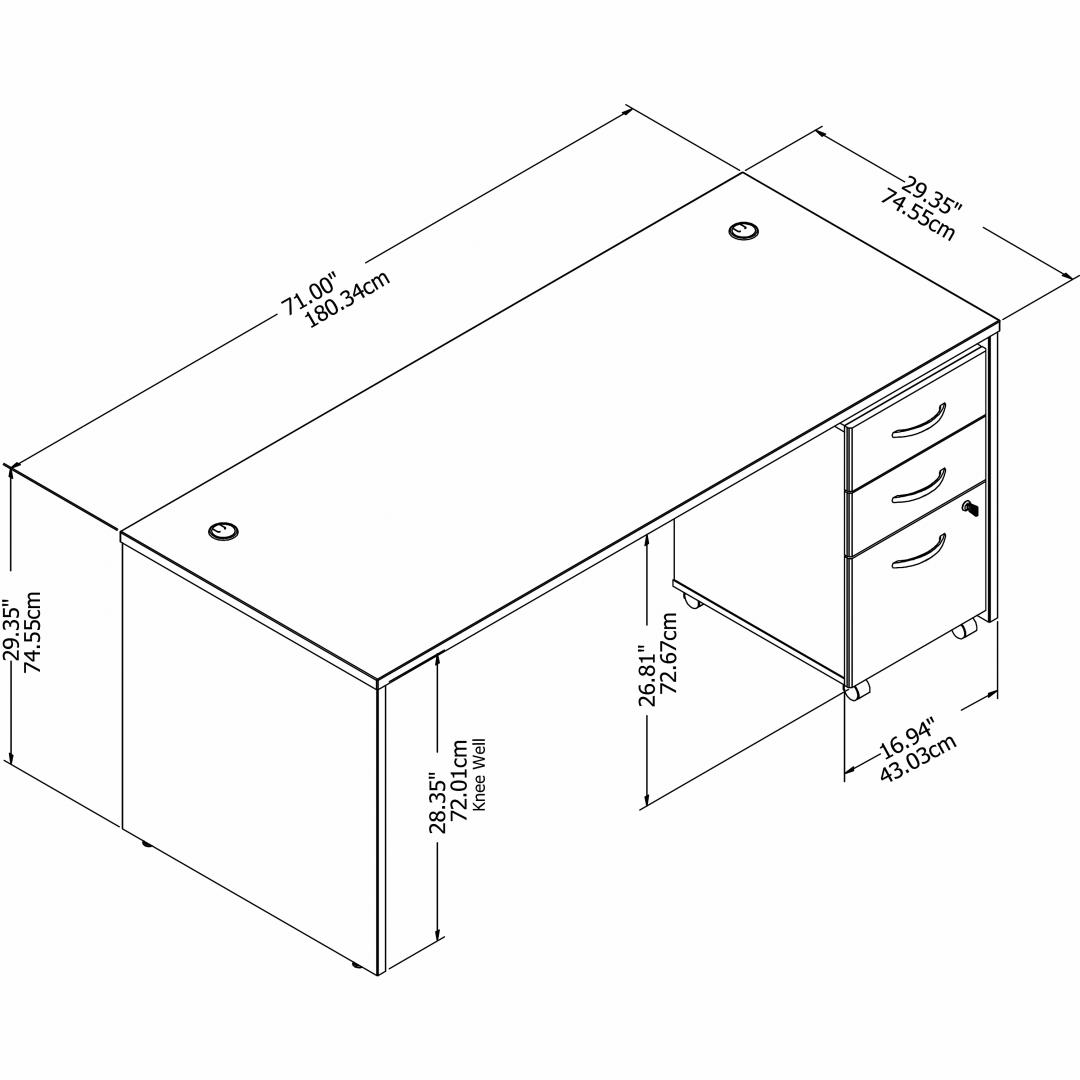 Besto straight office desk 71w x 29d measures