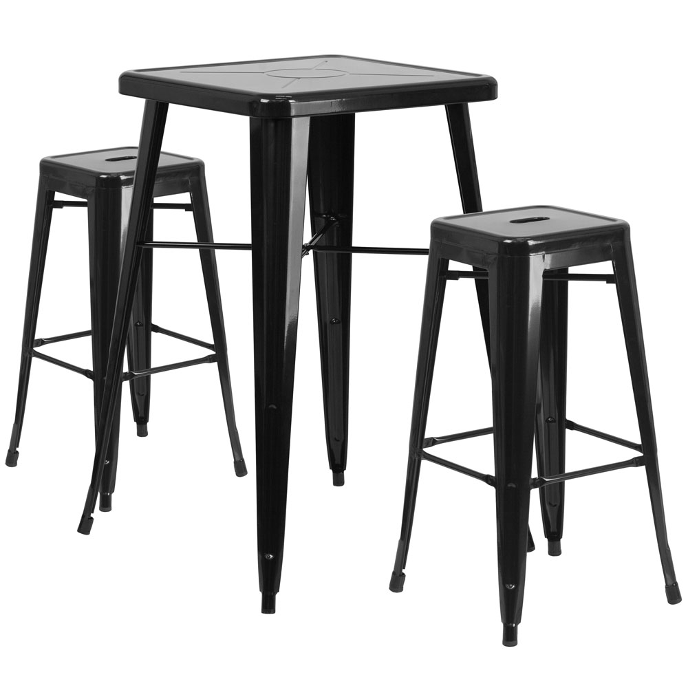 High top table set CUB CH 31330B 2 30SQ BK GG FLA