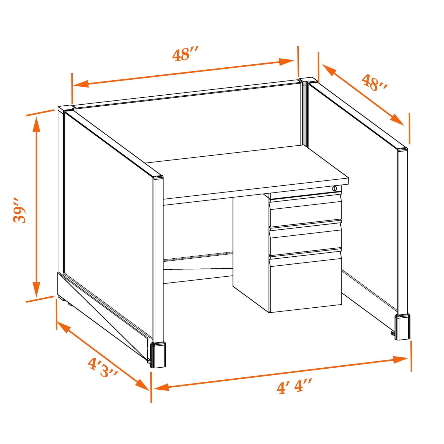 Hot desk CUB 1 39 44 WHT SV PSO A