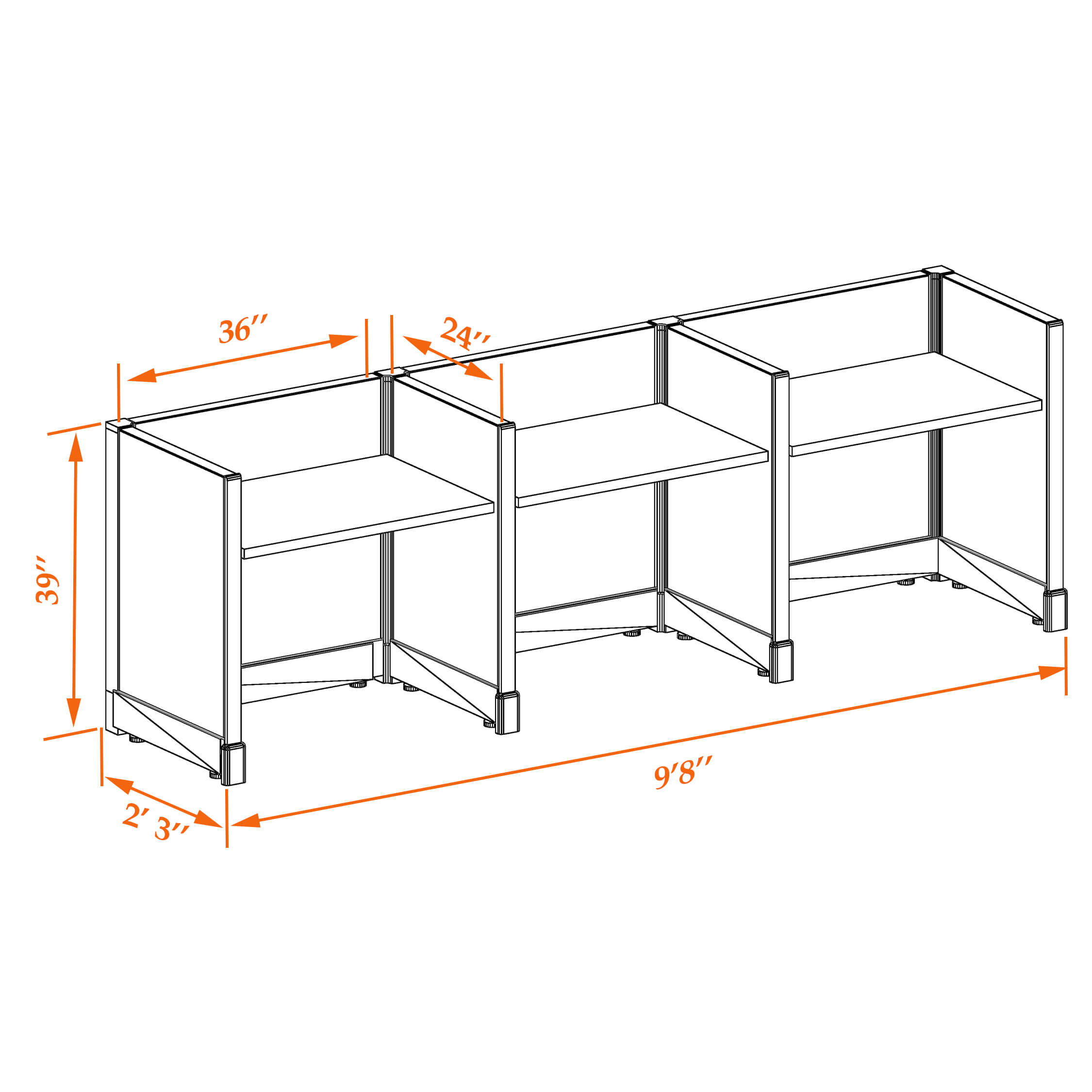 Hot desk CUB 3 39 23 WHT WH PSO