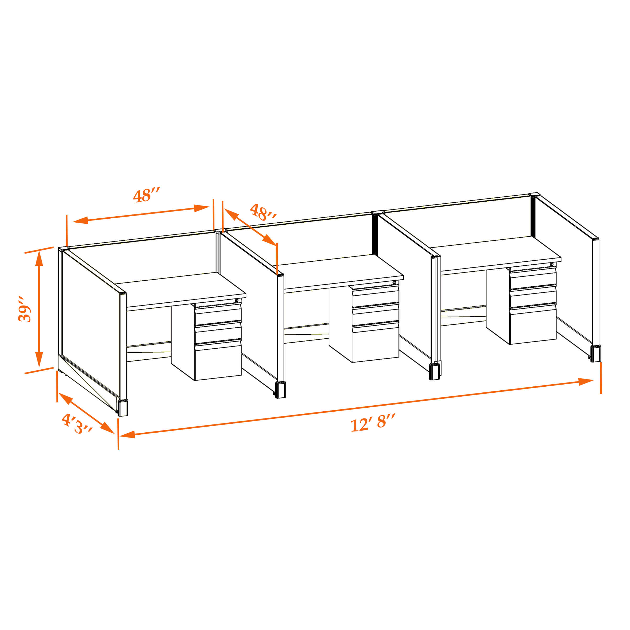 Hot desk CUB 3 39 44 WHT WH PSO