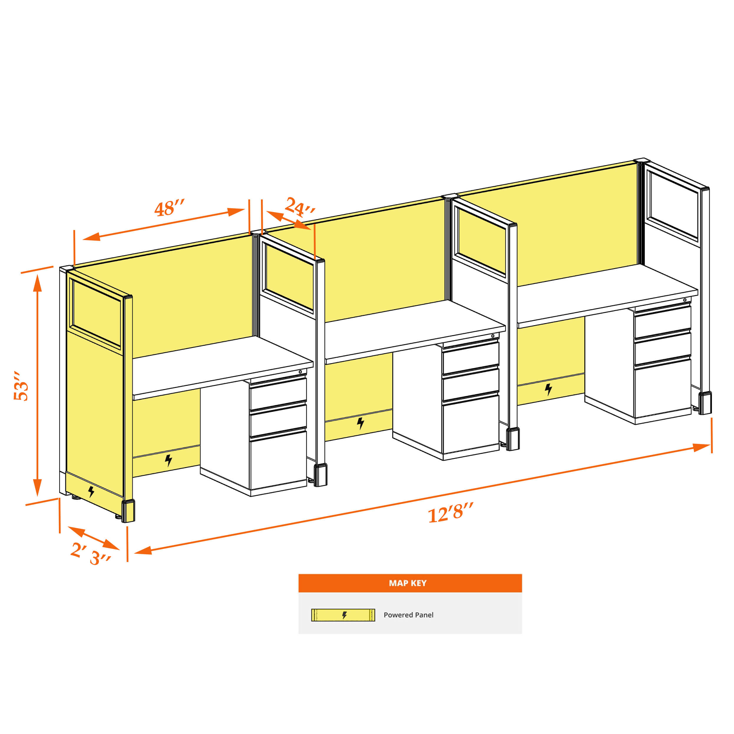 Hot desk CUB 3 67 24 WHT WH PSO 1