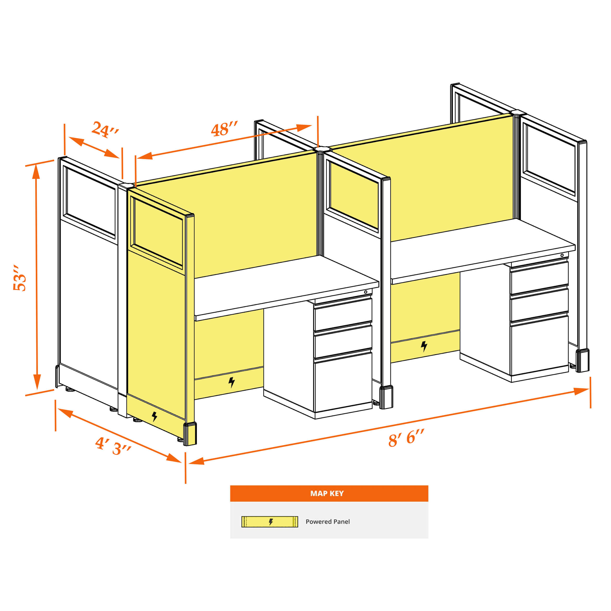 Hot desk CUB 4 53 P 24 G WHT WH PSO