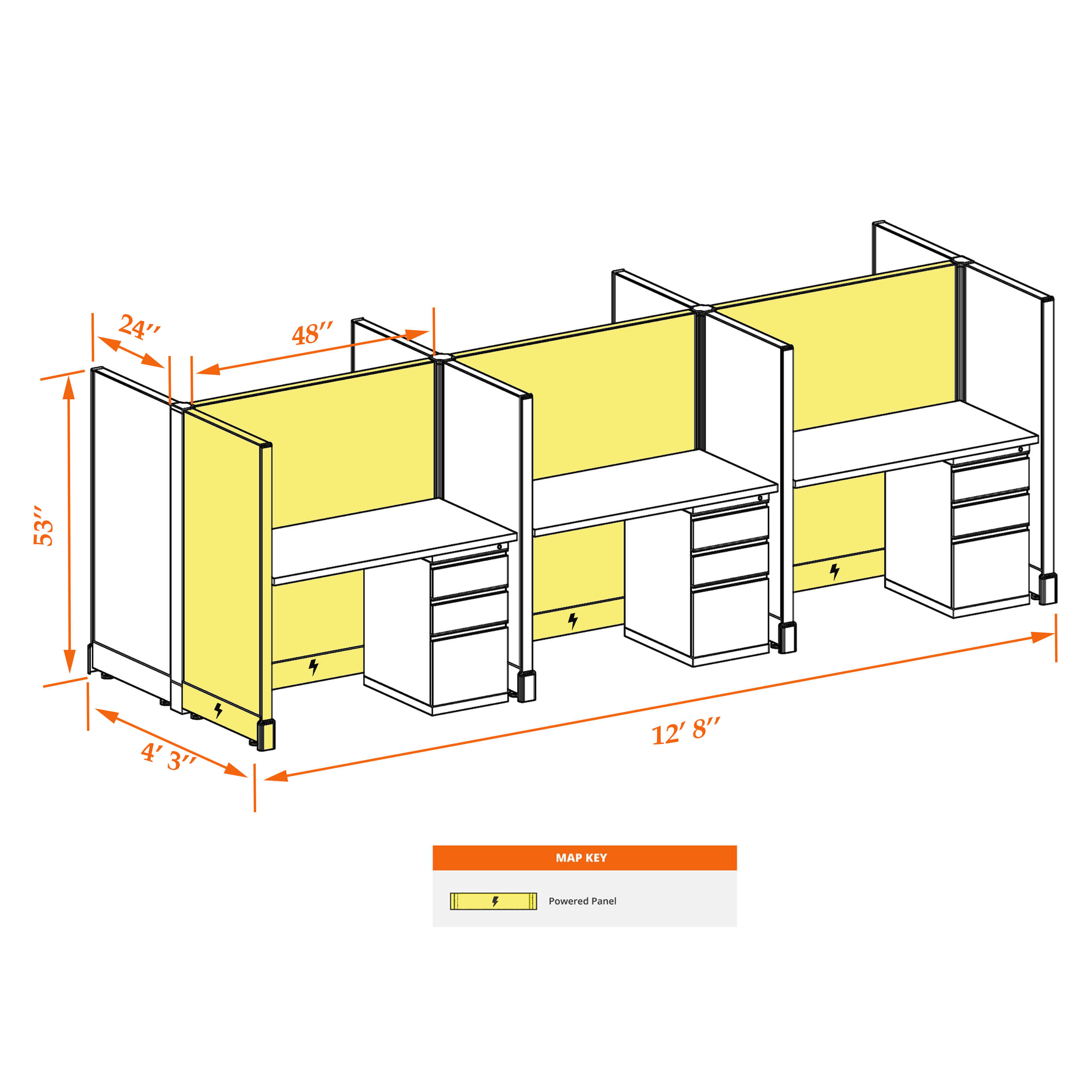 Hot desk CUB 6 53 P 24 WHT WH PSO