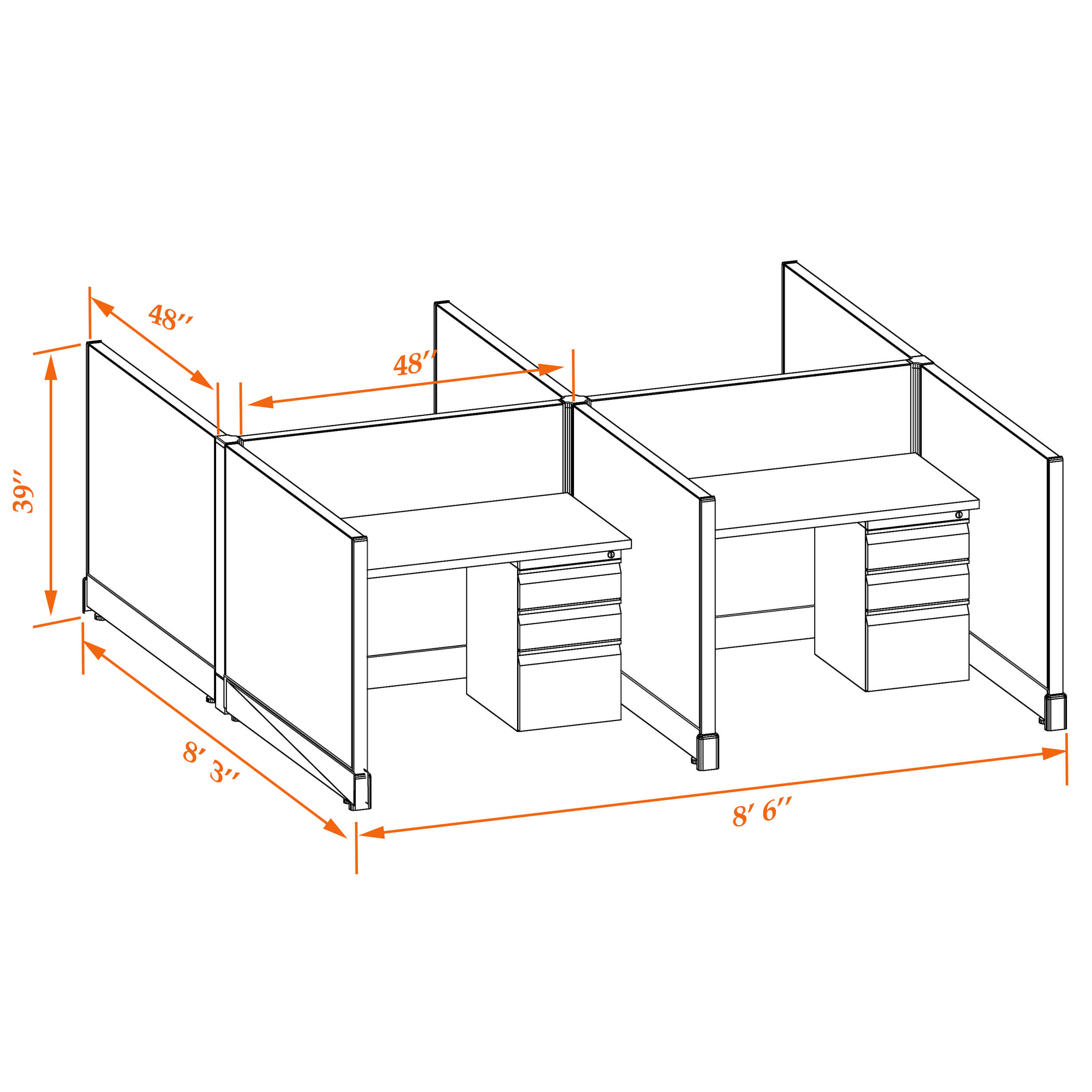 Hot desk CUB 4C 39 44 WHT WH PSO