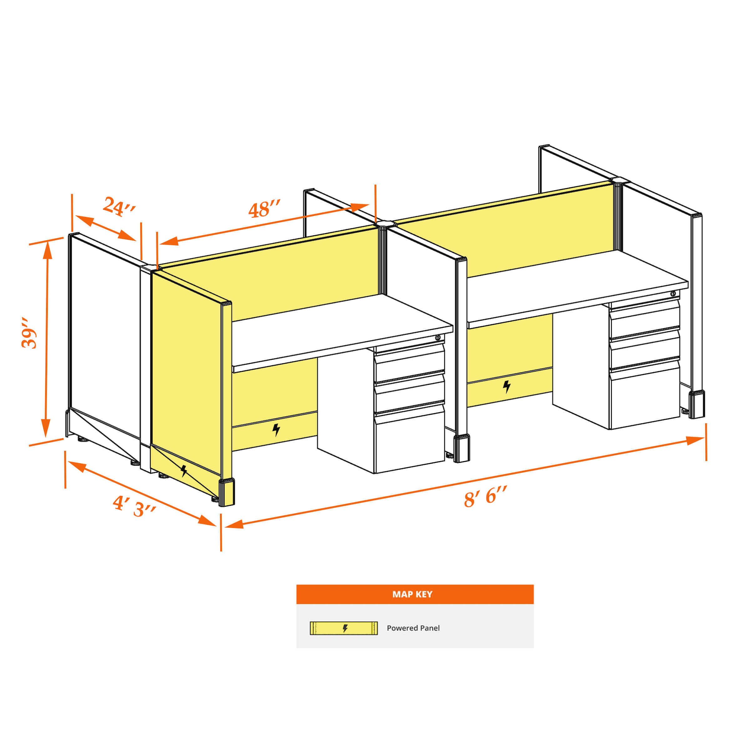 Hot desk CUB 4C 39 P 24 WHT WH PSO