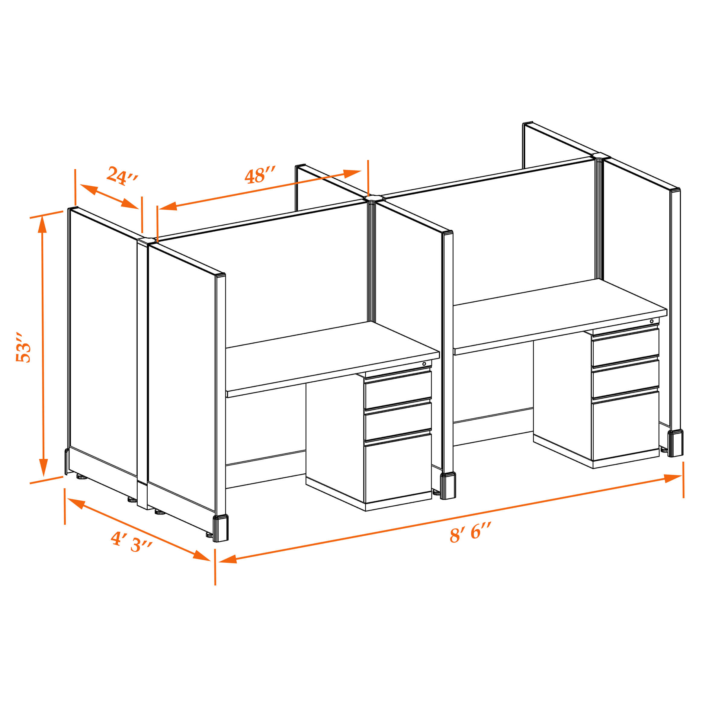 Hot desk CUB 4C 53 24 WHT WH PSO