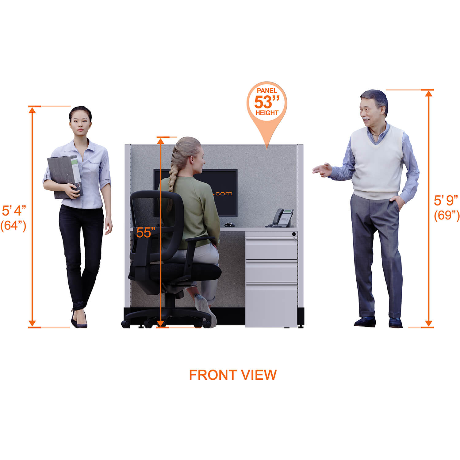 Hot desking with window front view heights