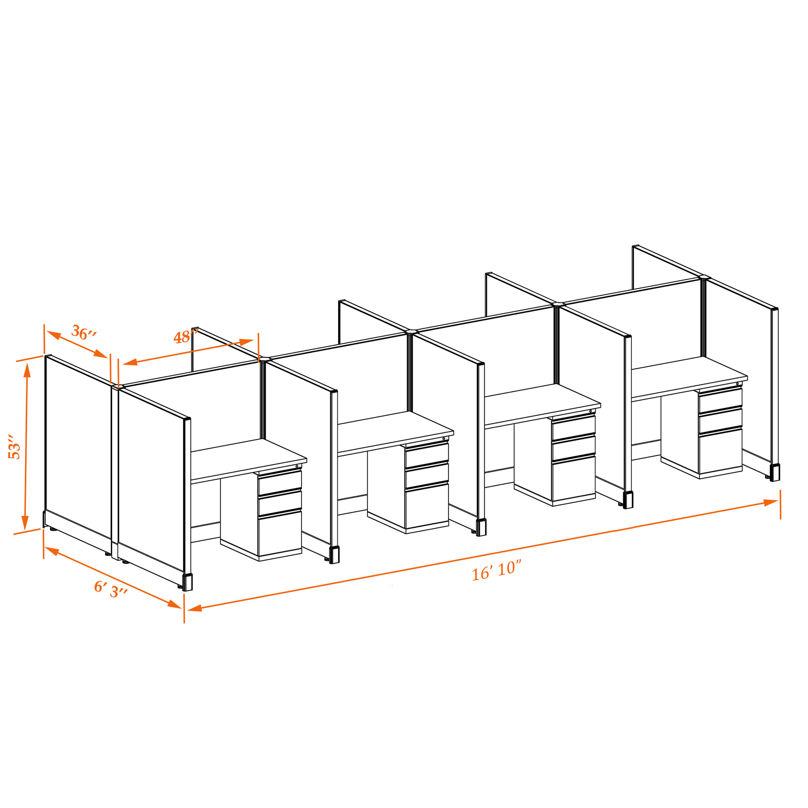 Office cubicle desk 53HU 34 8PC 1 2 3