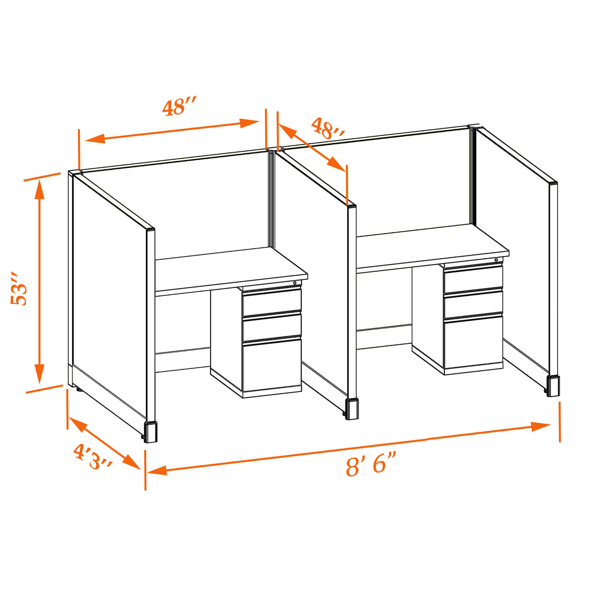 Office cubicle desk 53HU 44 2PI