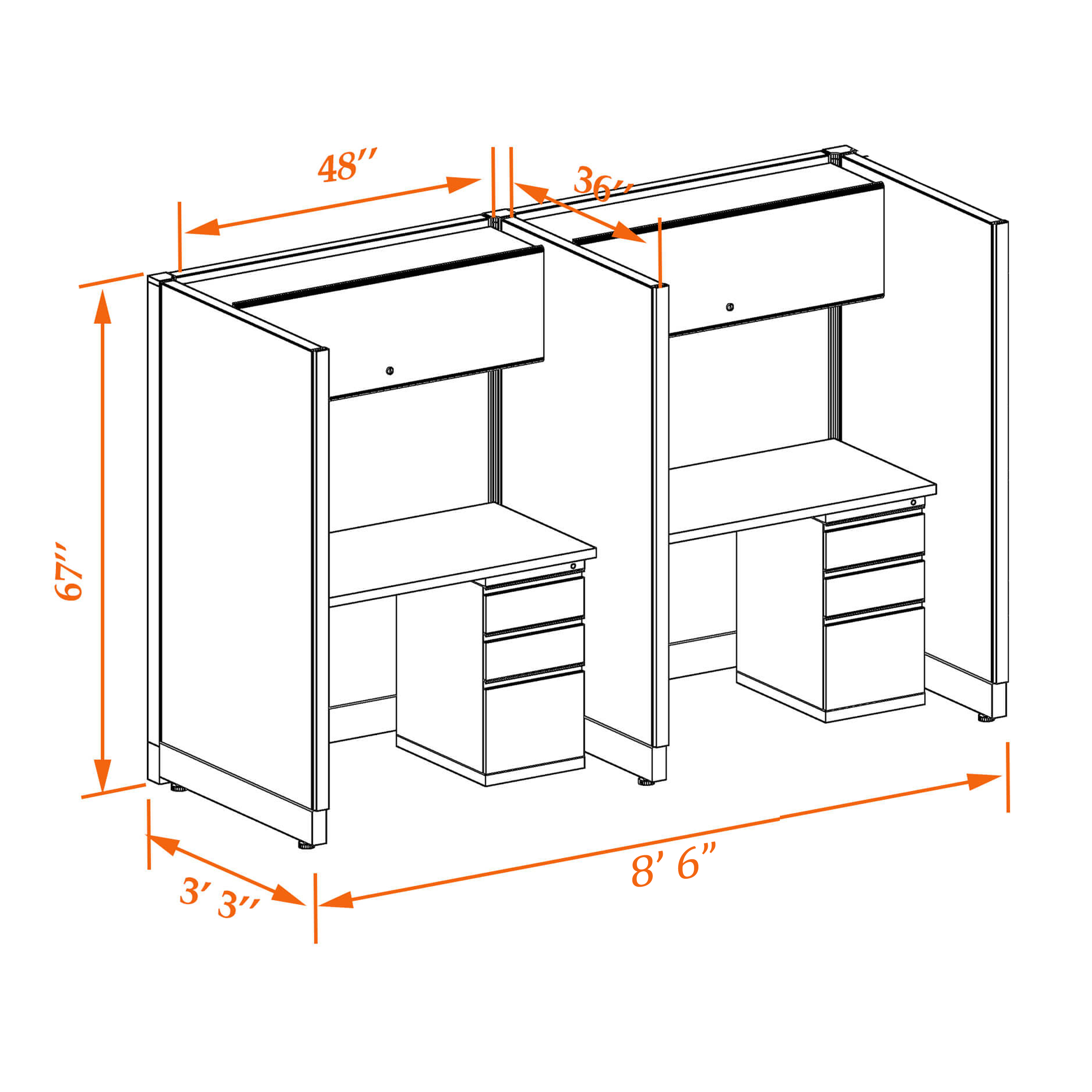 Tall cubicles 67HU 34 2PI 1