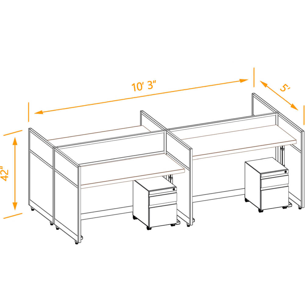 Cubicle workspaces 42h sit & stand non powered 4pack 2x5