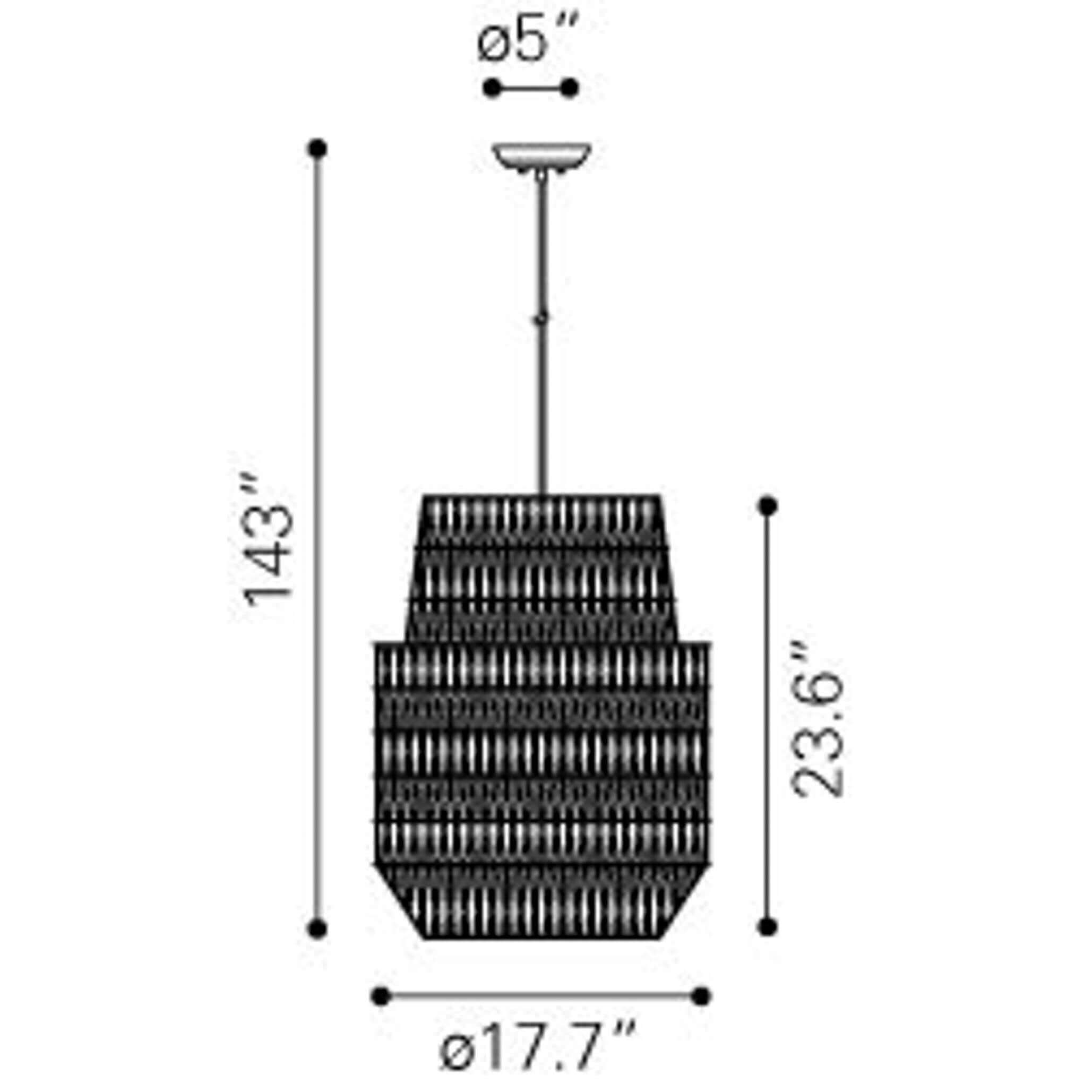 Modern hanging lights dimensions view