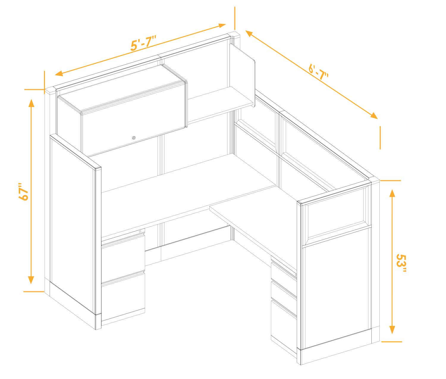 Modular furniture mixed height non power CUB 1 53 67 NP 56 PGL ESP WH PSO2