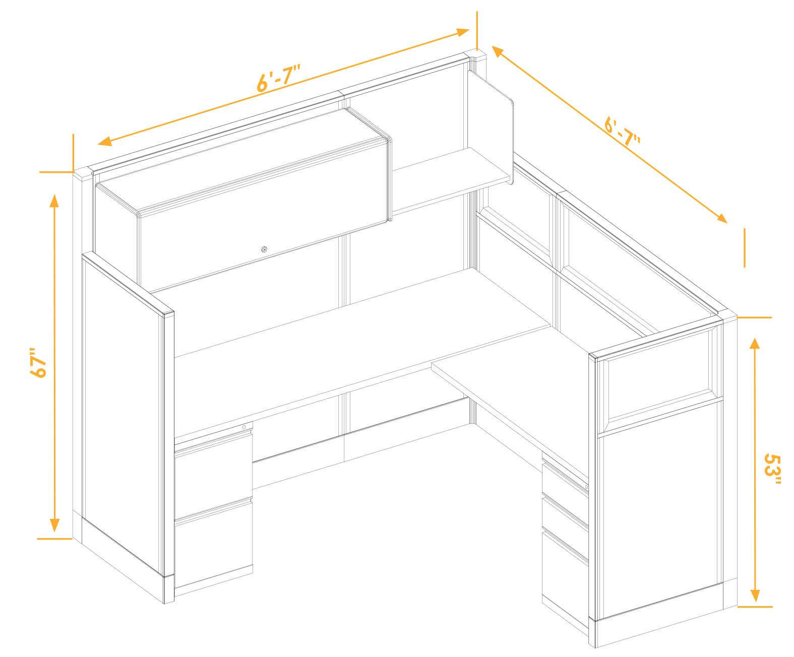 Modular furniture mixed height non power CUB 1 53 67 NP 66 PGL ESP WH PSO2