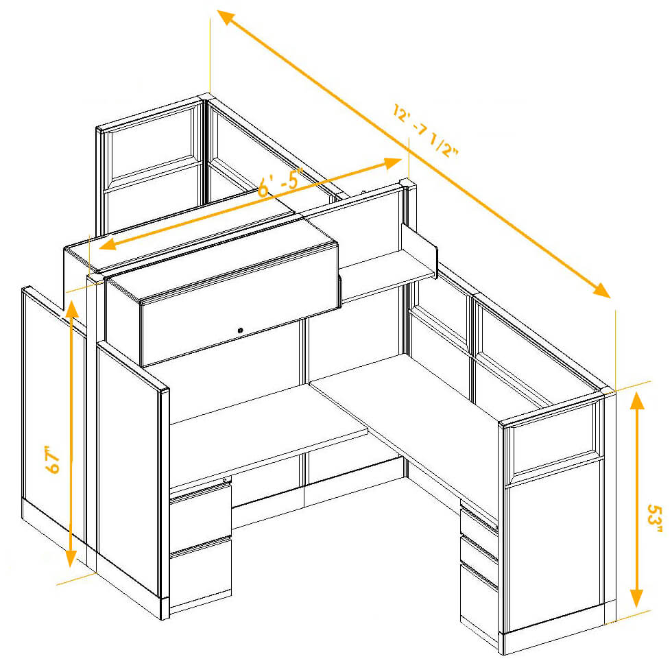 Modular furniture mixed height non powered CUB 2C 53 67 NP 66 PGL ESP WH PSO2