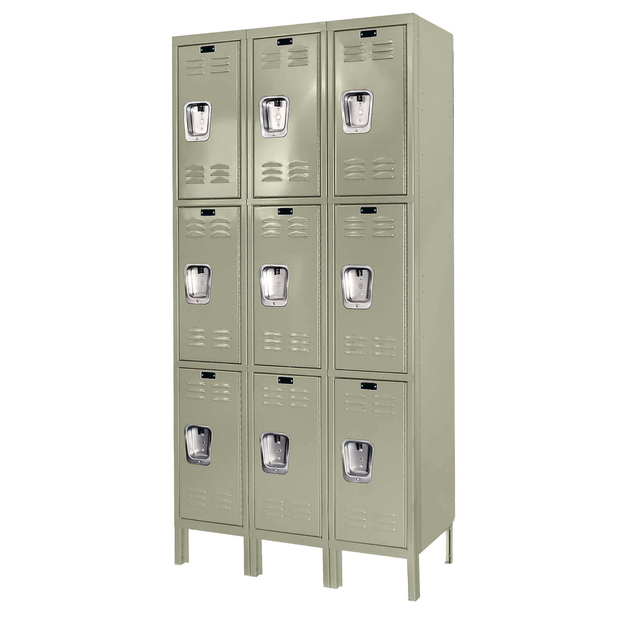 Employee locker metal locker box locker 3w 3t tan angle view 1 1