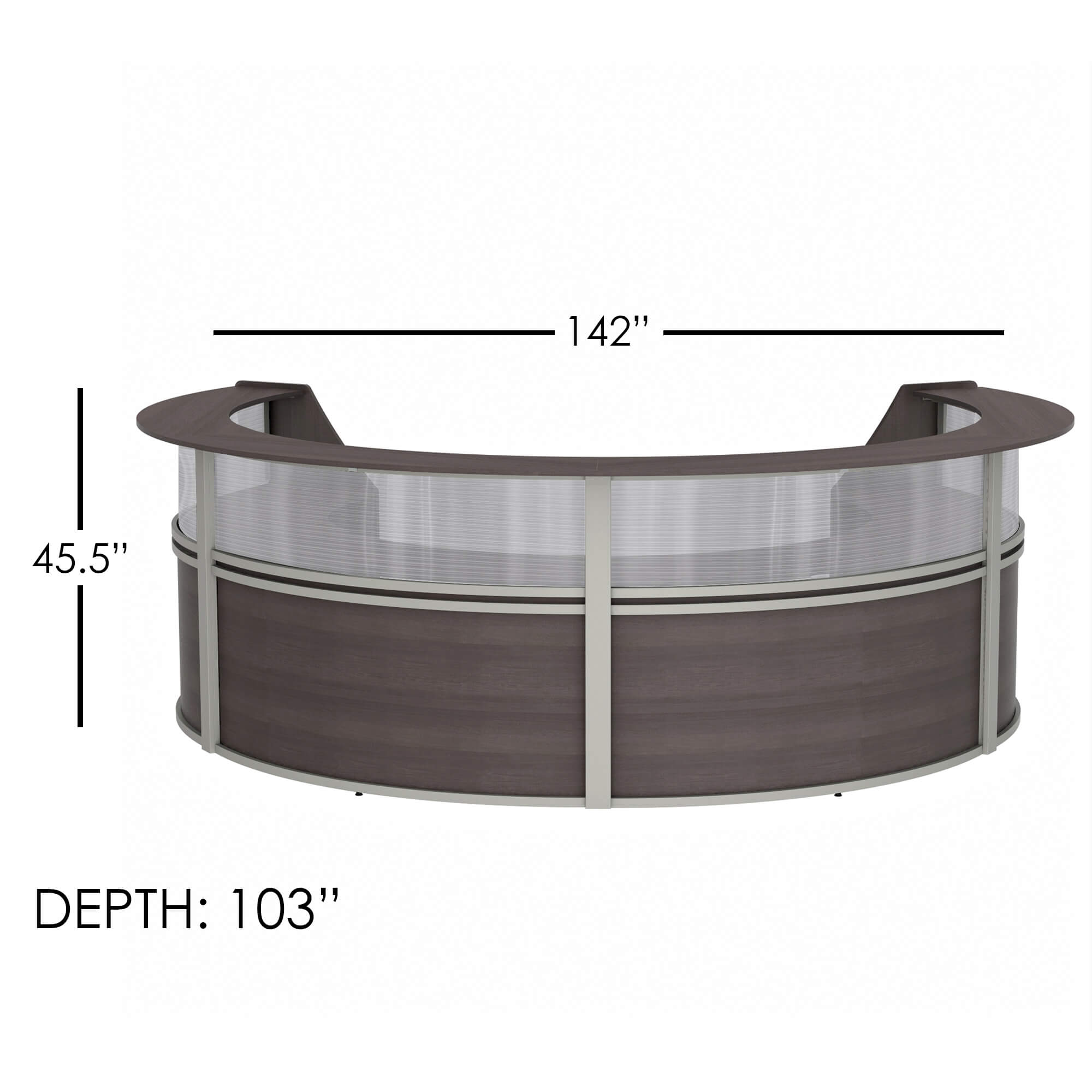 Li1 semi circular reception desk dimensions