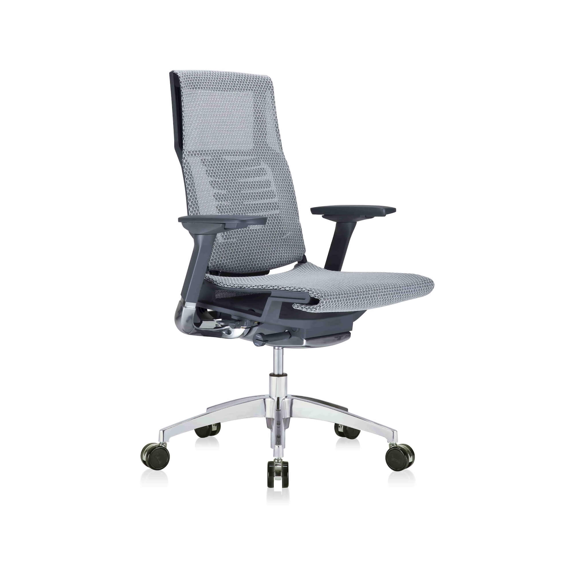 Office furniture chairs office desk chairs executive ergonomic office chair for sciatica gray and black frame angle view