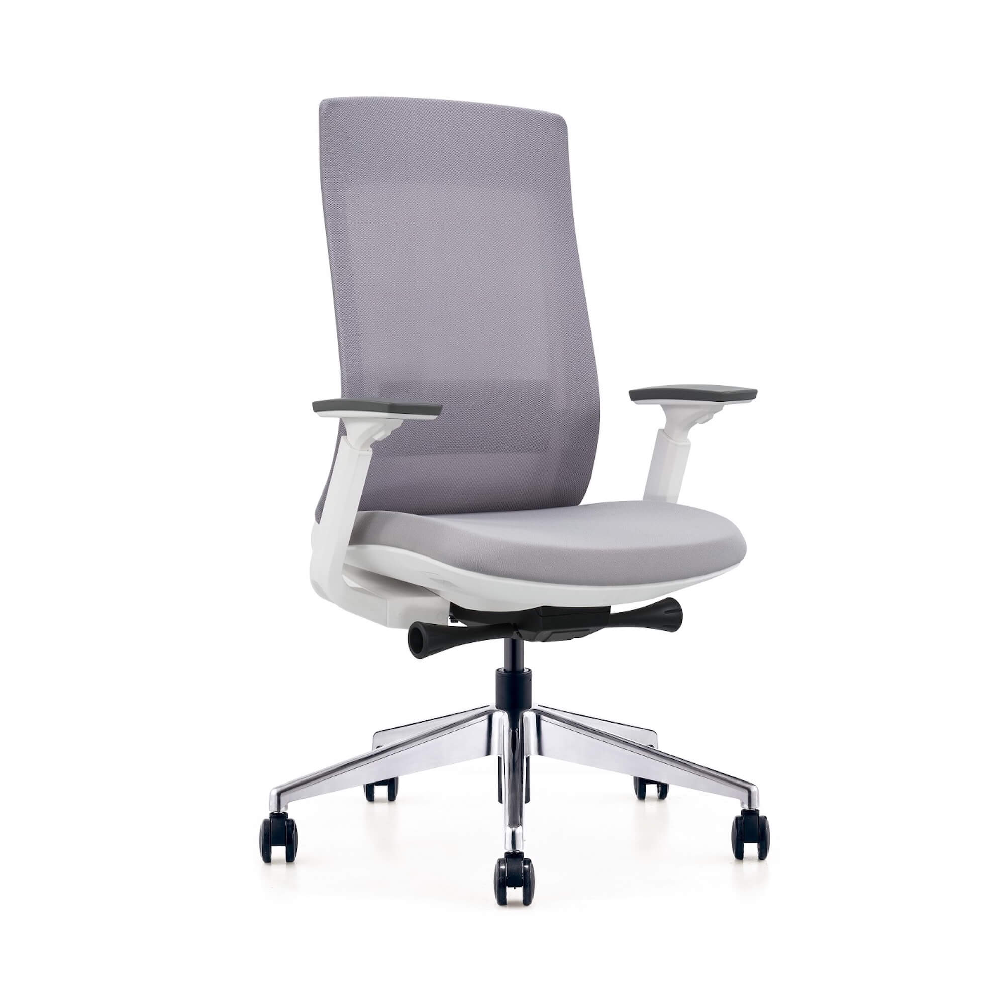 Office furniture chairs office desk chairs modern executive chair white frame gray fabric angle view Office furniture chairs office desk chairs modern executive chair white frame gray fabric angle view