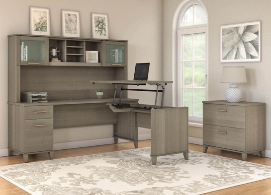 Sit and stand desk sit and stand corner desk standing desk with storage ash gray space view Sit and stand desk sit and stand corner desk standing desk with storage ash gray space view