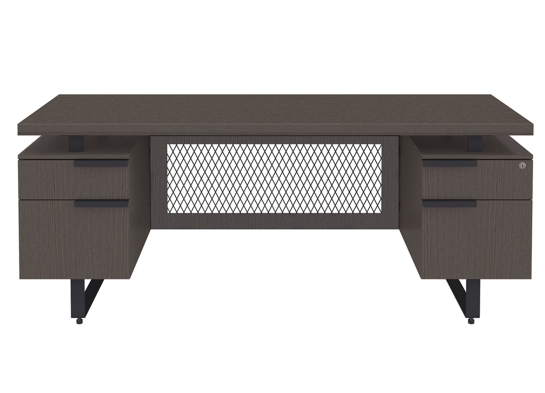 Straight office desk contemporary office desk industrial double pedestal desk front