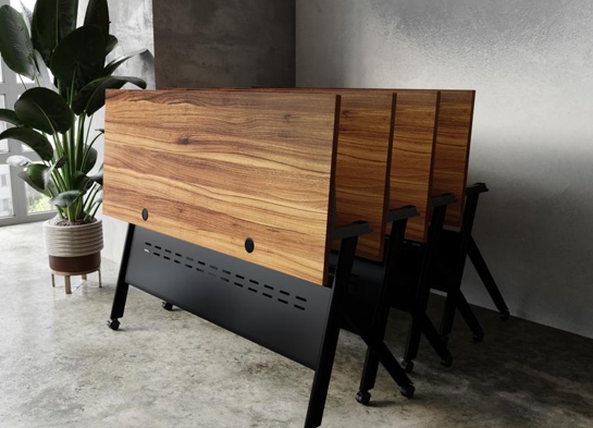 Training table with t leg 5x2 walnut black 2