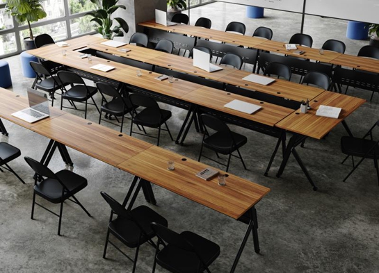 Training table with t leg 5x2 walnut black 3