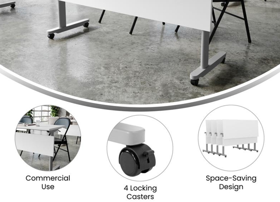 Training table with t leg 5x2 white grey 17