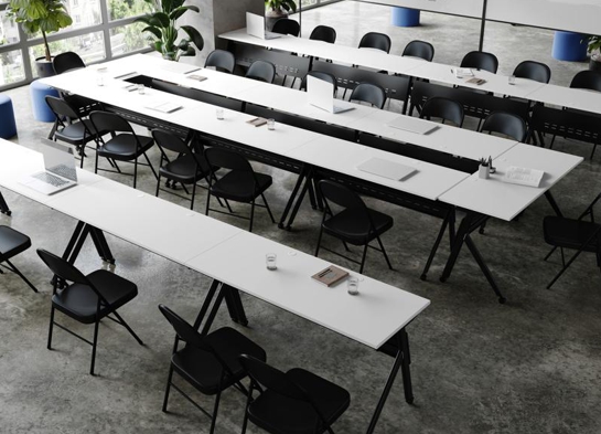Training table with x leg 5x2 white black 3