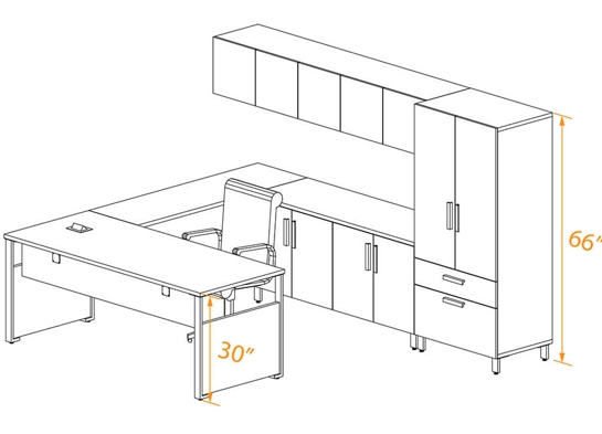 U shape individual office 3d dimensions U shape individual office 3d dimensions