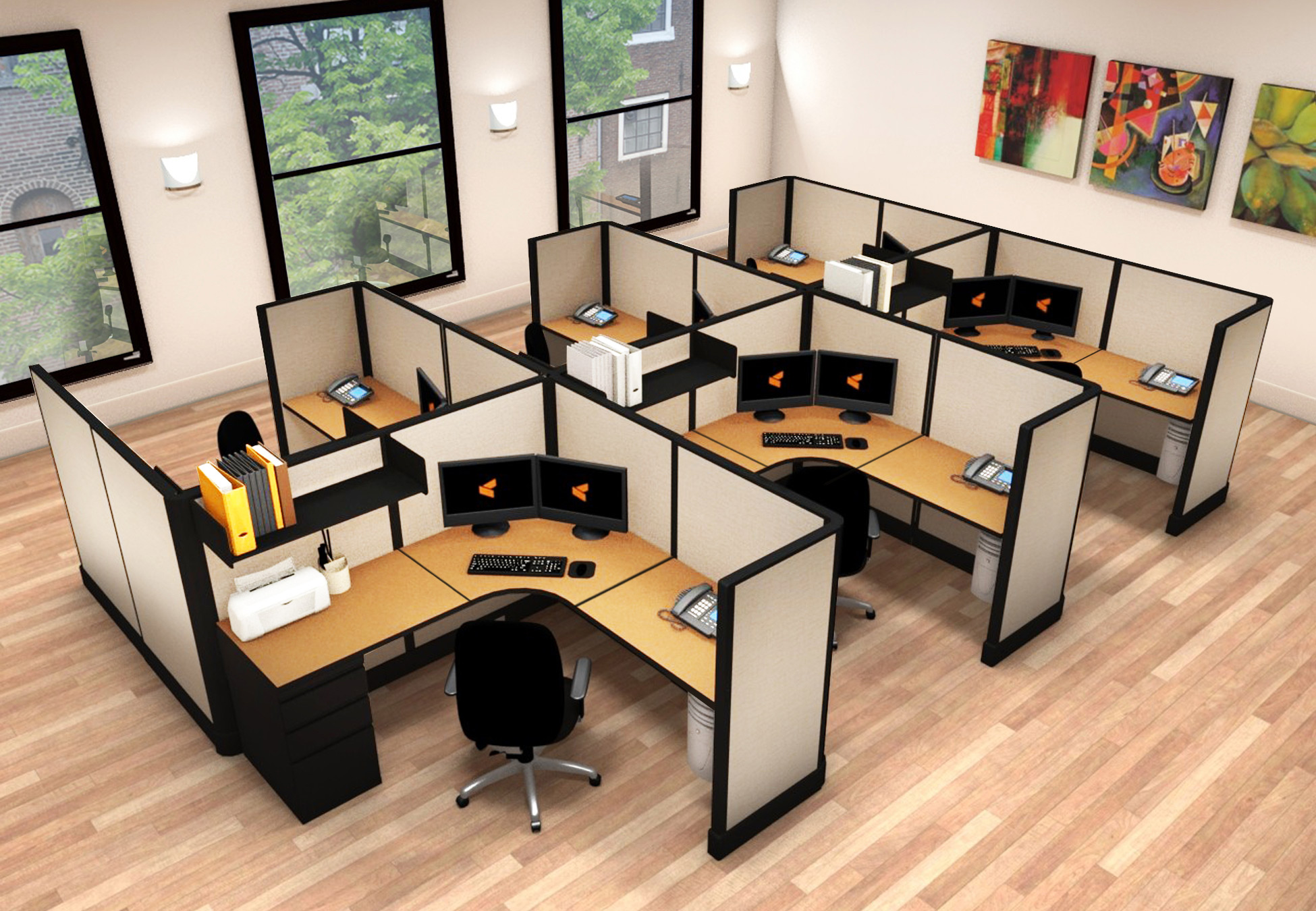 6x6 Average Cubicle Size - 6 Pack Cluster